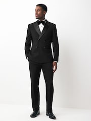 Black Slim Fit Tuxedo Suit: Jacket - Image 3 of 6