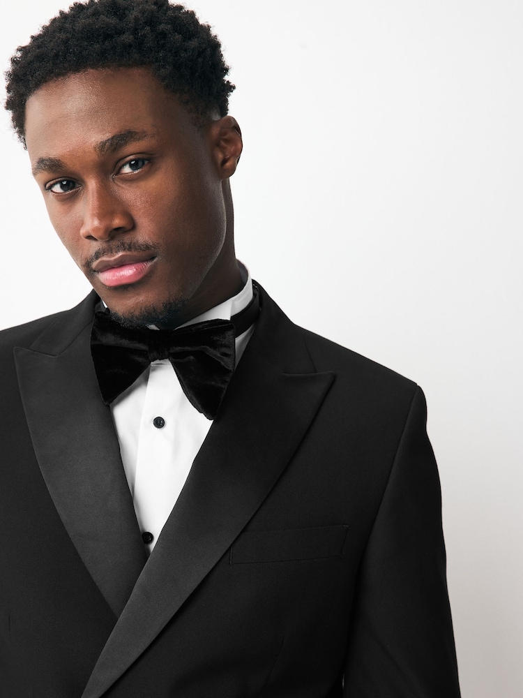 Black Slim Fit Tuxedo Suit: Jacket - Image 5 of 12