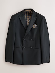 Black Slim Fit Tuxedo Suit: Jacket - Image 8 of 12