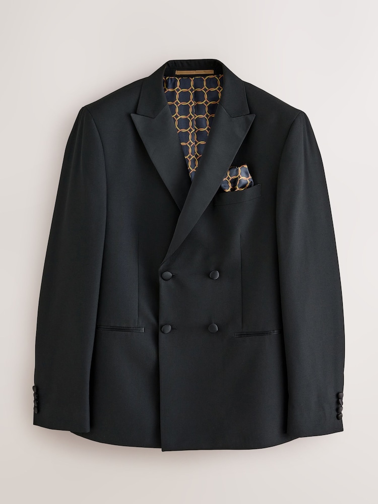 Black Slim Fit Tuxedo Suit: Jacket - Image 8 of 12