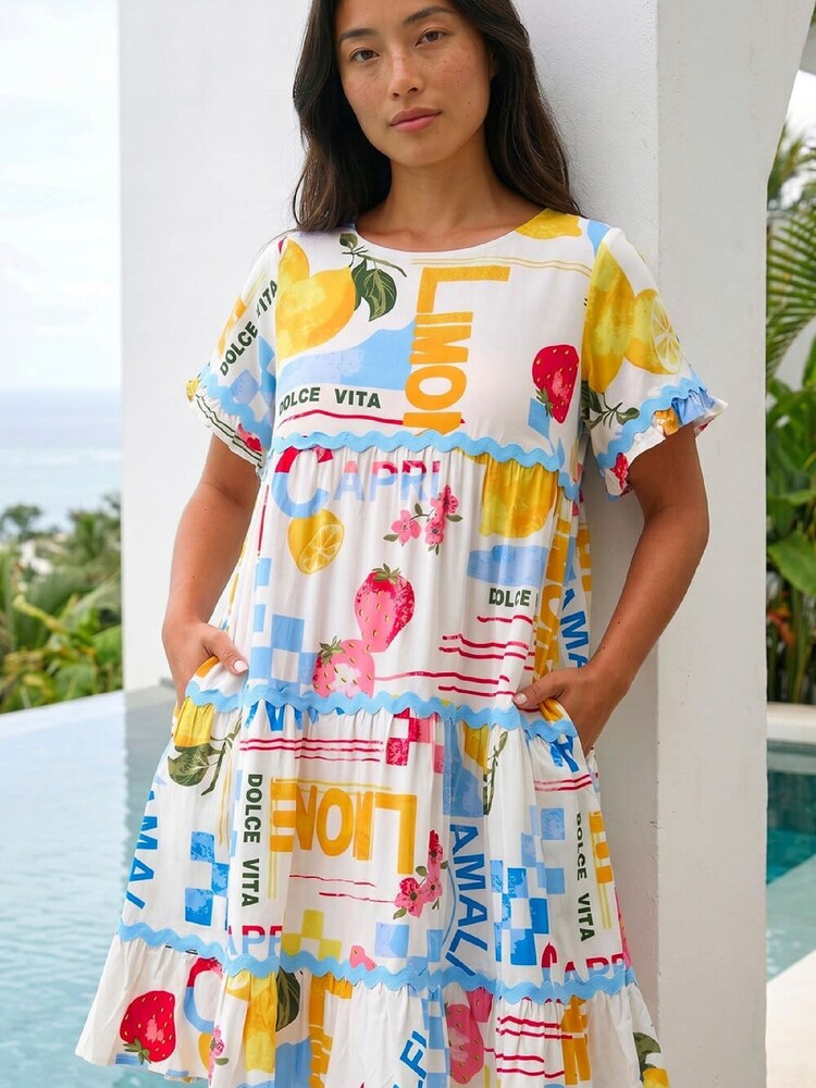 Roman White Ric Rac Capri Dress - Image 1 of 4