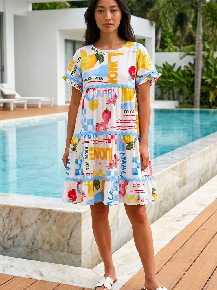 Roman White Ric Rac Capri Dress - Image 2 of 4