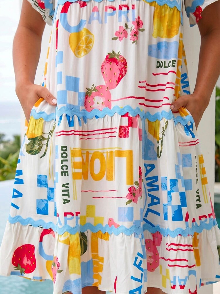 Roman White Ric Rac Capri Dress - Image 4 of 4
