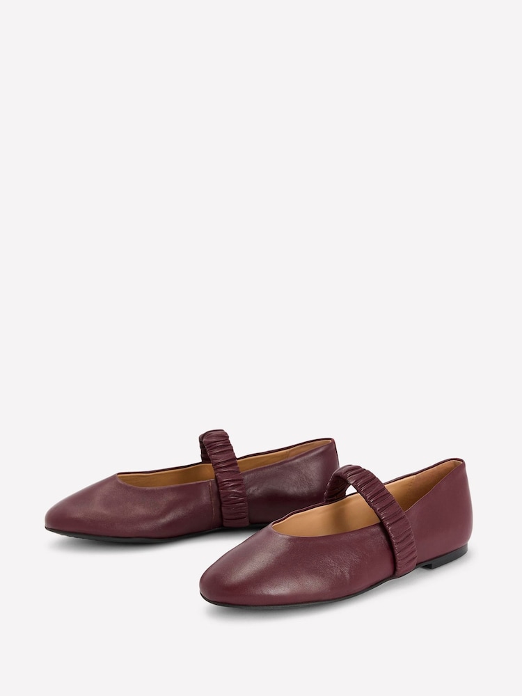 Boden Red Camilla Ruched Ballet Flats - Image 2 of 4 Boden Red Camilla Ruched Ballet Flats - Image 2 of 4