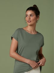 Green Khaki Cap Sleeve T-Shirt Top - Image 2 of 5