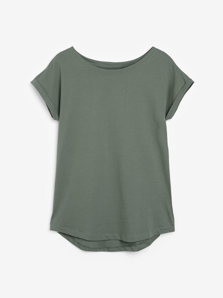 Green Khaki Cap Sleeve T-Shirt Top - Image 5 of 5