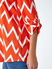 Roman Orange Zig Zag Print Pleat Detail Top - Image 5 of 5