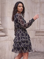 Roman Black Spot Tie Waist Dress - Image 3 of 4