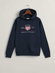 GANT Evening Blue Teens Archive Shield Hoodie - Image 5 of 6