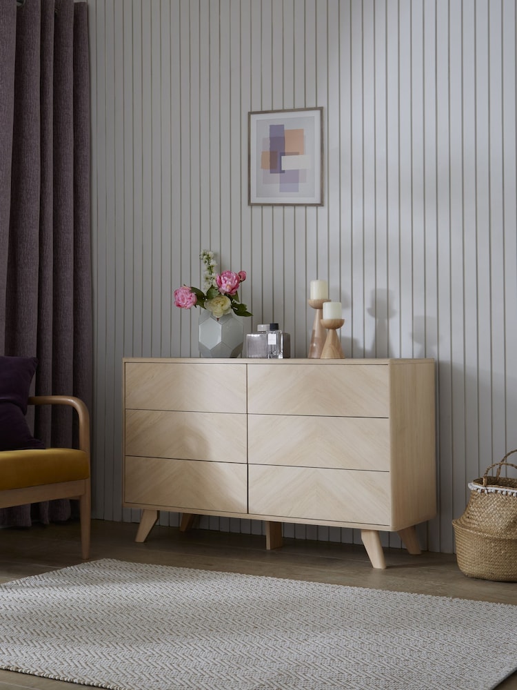 Natural Anderson Oak Effect 6 Drawer Chest of Drawers - Image 1 of 8