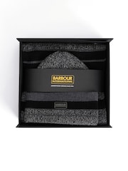 Barbour International Black Boston Beanie  Scarf Gift Set - Image 1 of 7