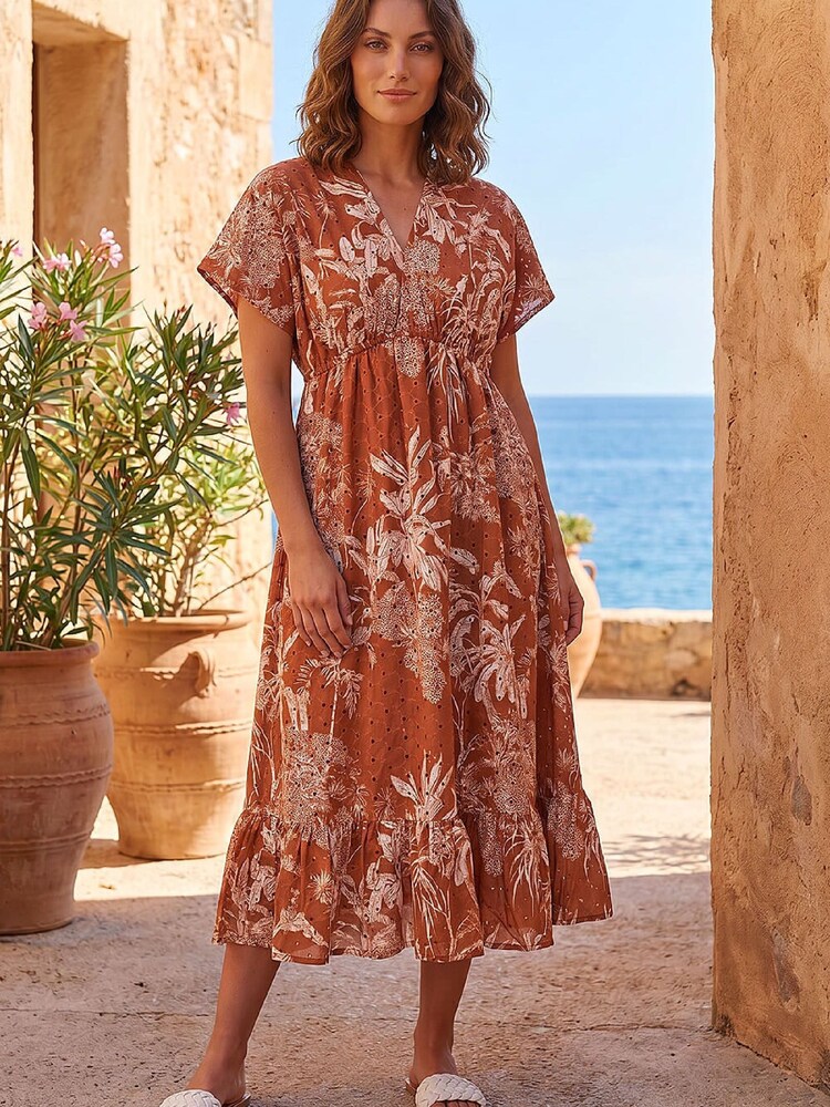 Roman Orange Boho Broderie Dress - Image 4 of 4