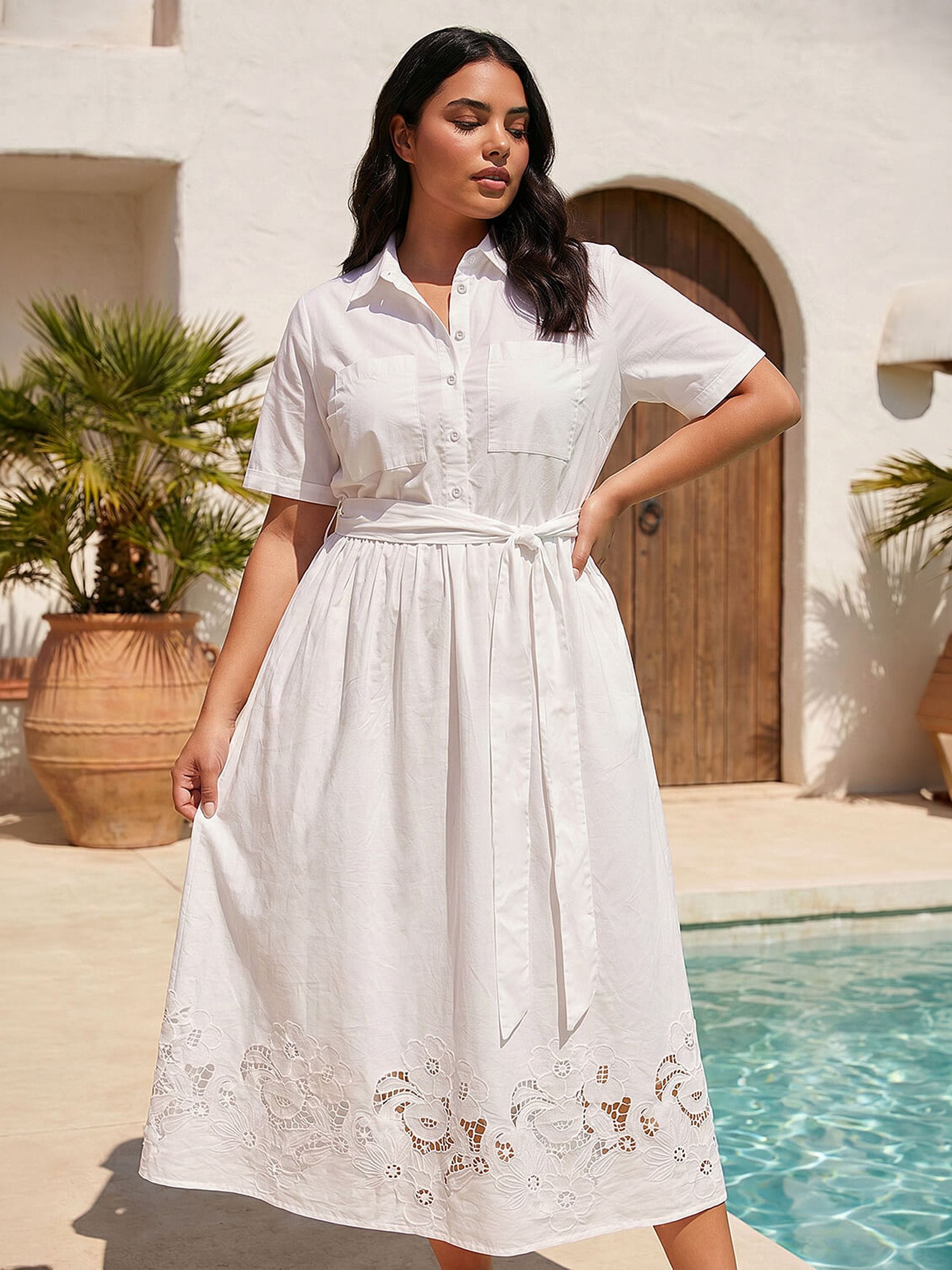 ちー　L' Or Volume Shirt Dress Buy Roman White Curve Poplin Floral Shirt Dress from Next USA