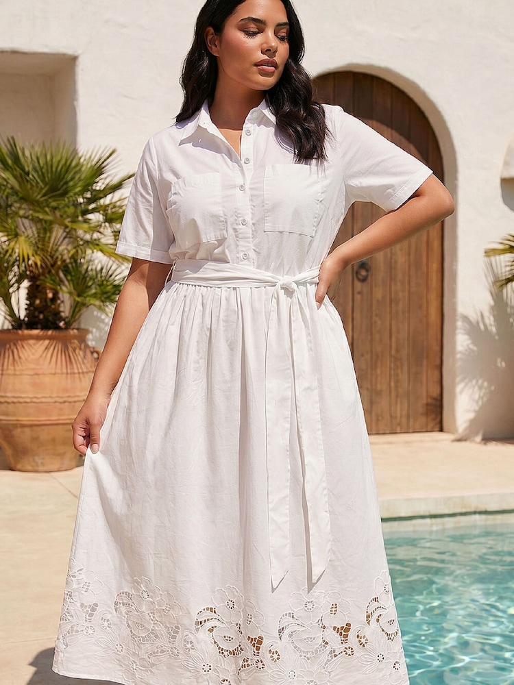 floral shirt dress uk Emilia Wickstead Norika Belted Floral-print Cotton-poplin Midi Shirt Dress - Women - White Dresses