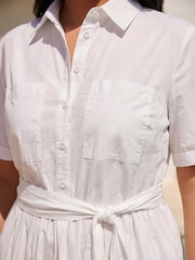 Roman White Curve Poplin Floral Shirt Dress - Image 4 of 4