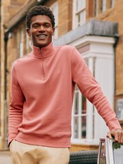Joules Alistair Pink Quarter Zip Cotton Sweatshirt - Image 10 of 12