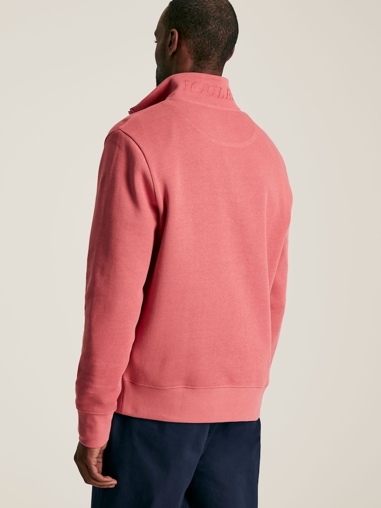 Joules Alistair Pink Quarter Zip Cotton Sweatshirt - Image 2 of 12 Joules Alistair Pink Quarter Zip Cotton Sweatshirt - Image 2 of 12