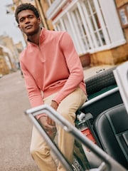 Joules Alistair Pink Quarter Zip Cotton Sweatshirt - Image 9 of 12