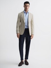 Reiss Oatmeal Attire Slim Fit Textured Wool Blend Blazer - Image 3 of 7