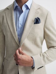 Reiss Oatmeal Attire Slim Fit Textured Wool Blend Blazer - Image 4 of 7