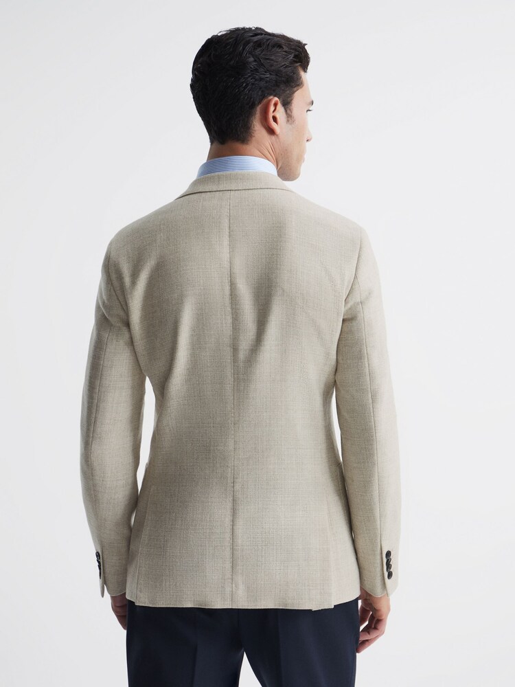 Reiss Oatmeal Attire Slim Fit Textured Wool Blend Blazer - Image 5 of 7