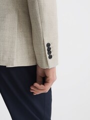 Reiss Oatmeal Attire Slim Fit Textured Wool Blend Blazer - Image 7 of 7