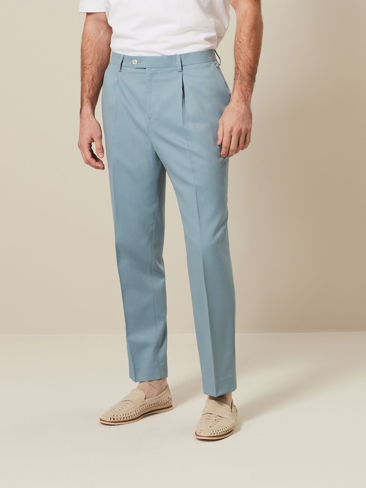 Light Blue Regular Fit Motionflex Stretch Suit Trousers - Image 1 of 9