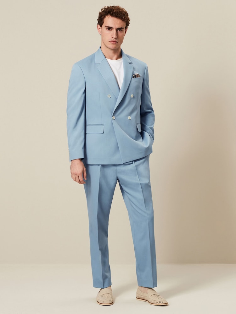 Light Blue Regular Fit Motionflex Stretch Suit Trousers - Image 2 of 9