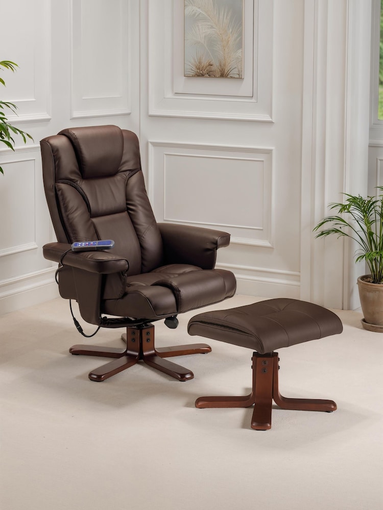 Julian Bowen Brown Malmo Massage Recliner and Stool - Image 1 of 3 Julian Bowen Brown Malmo Massage Recliner and Stool - Image 1 of 3