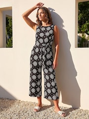 Roman Black Petite Textured Jumpsuit - Image 1 of 4