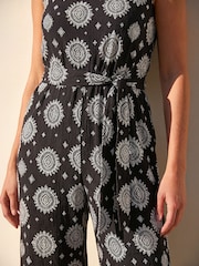 Roman Black Petite Textured Jumpsuit - Image 4 of 4