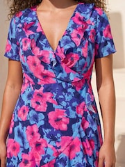 Roman Pink Petite Floral Wrap Dress - Image 4 of 4