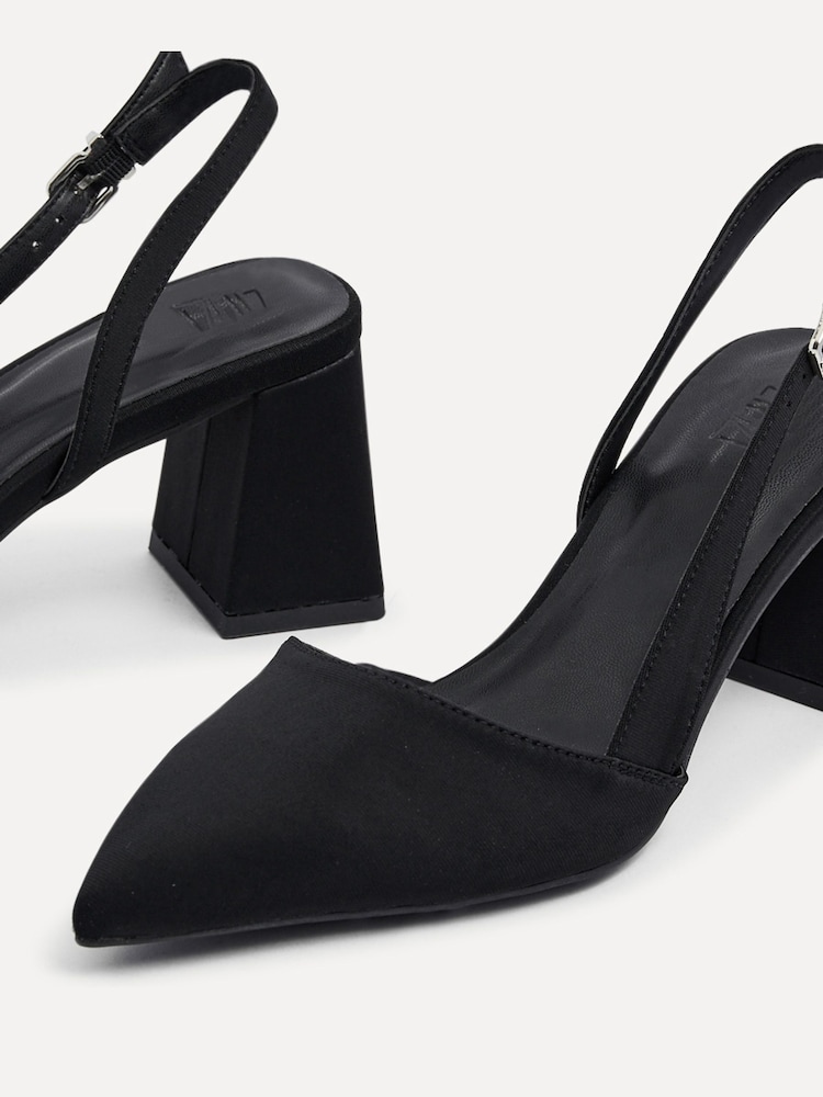 Linzi Black Brooklyn Slingback Shoes With Block Heel - Image 6 of 6