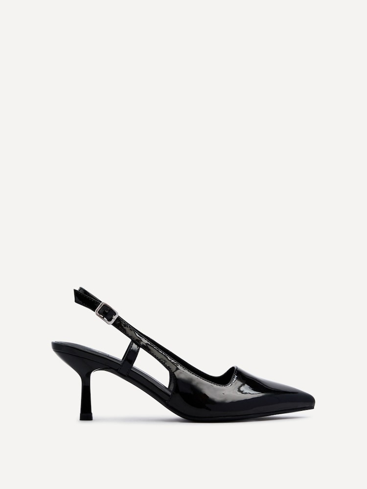 črna - Linzi Dionne Slingback Pointed Toe čevelj ali škorenj z visoko, ozko peto, ukrivljeno pod čevelj - Slika 2 iz 5