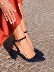 Linzi Blue Larsa Wide Fit Pointed Toe Court Shoes - Image 1 of 5