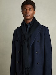 Reiss Navy Picton Cashmere Blend Scarf - Image 2 of 5