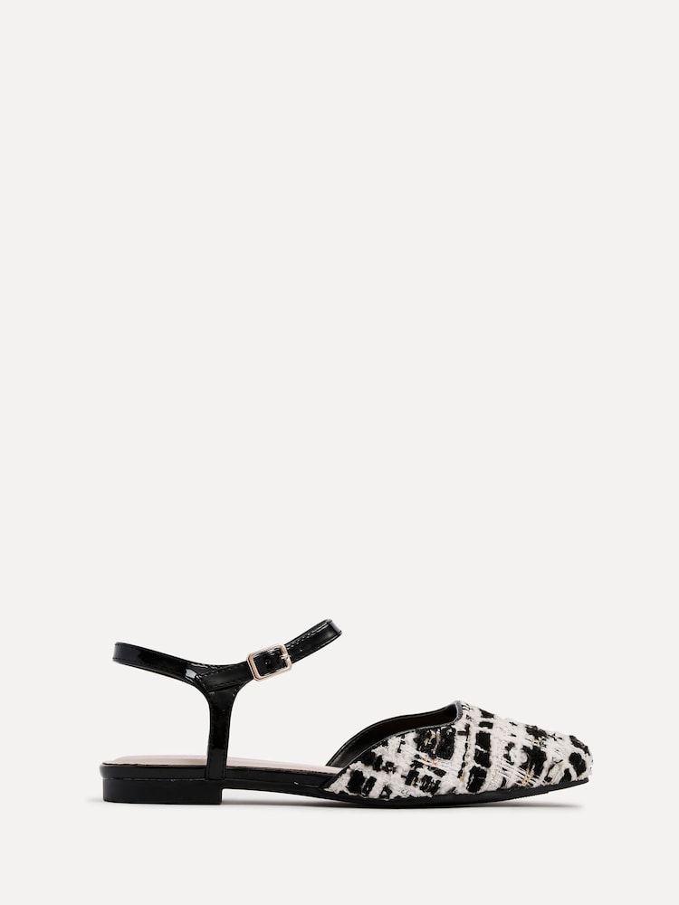 Linzi Black Tai Open Back Square Toe Loafers With Ankle Strap - Image 2 of 5