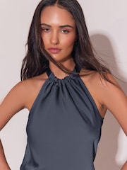 Lipsy Grey Satin Halter Neck Top - Image 2 of 5