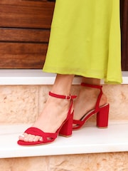 Linzi Red Regina Block Heeled Sandals With Intertwined Front Straps - Image 1 of 5