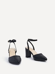 Linzi Black PU Larsa Wide Fit Pointed Toe Court Shoes - Image 1 of 1