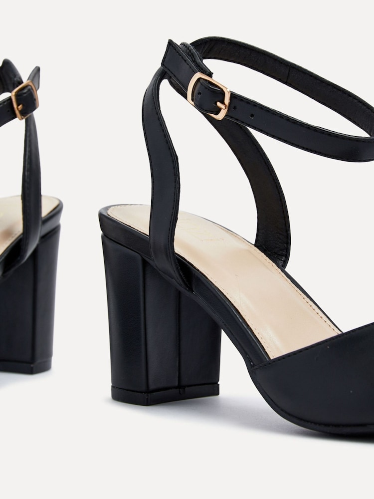 Linzi Black PU Larsa Wide Fit Pointed Toe Court Shoes - Image 5 of 5