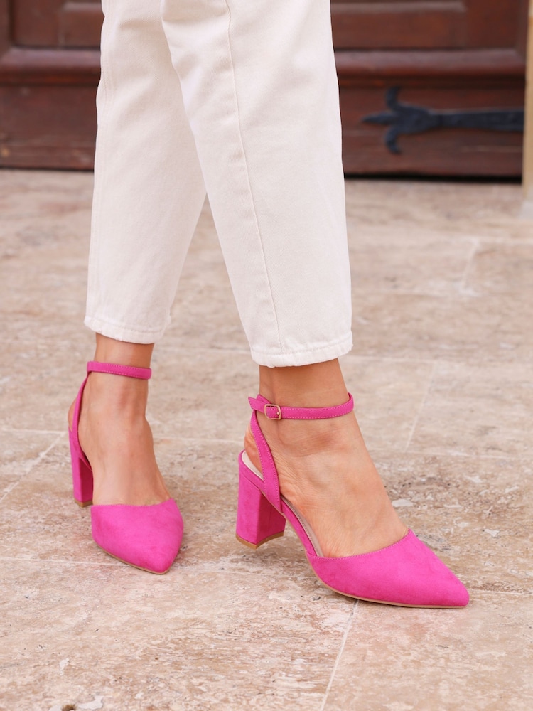 Linzi Pink Larsa Wide Fit Pointed Toe Court Shoes - Image 1 of 5