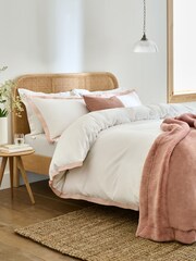 White/Pink Cotton Rich Duvet Cover and Pillowcase Set - Image 1 of 1