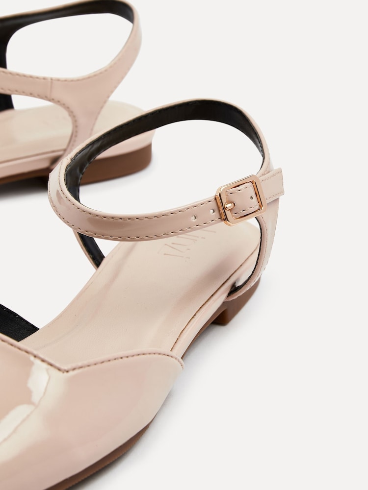 Linzi Nude Tai Open Back Square Toe Loafers With Ankle Strap - Image 5 of 5 Linzi Nude Tai Open Back Square Toe Loafers With Ankle Strap - Image 5 of 5