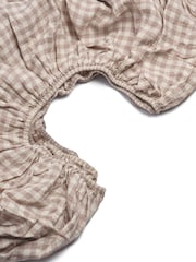 Piglet in Bed Mushroom Gingham Linen Fitted Sheet - Image 2 of 3