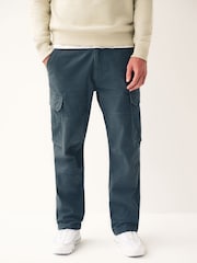 Blue Straight Fit Cotton Stretch Cargo Trousers - Image 1 of 11