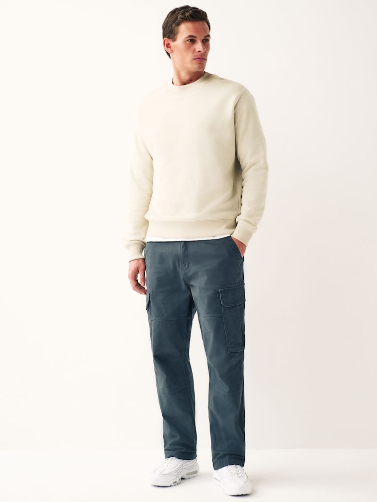 Blue Straight Fit Cotton Stretch Cargo Trousers - Image 2 of 11