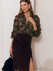 Chocolate Brown 3D Floral Shirt - Image 1 of 5