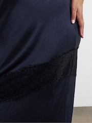 Joanna Hope Blue Lace Trim Satin Skirt - Image 4 of 4