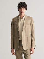 GANT Brown Slim Fit Cotton Linen Blazer - Image 1 of 6